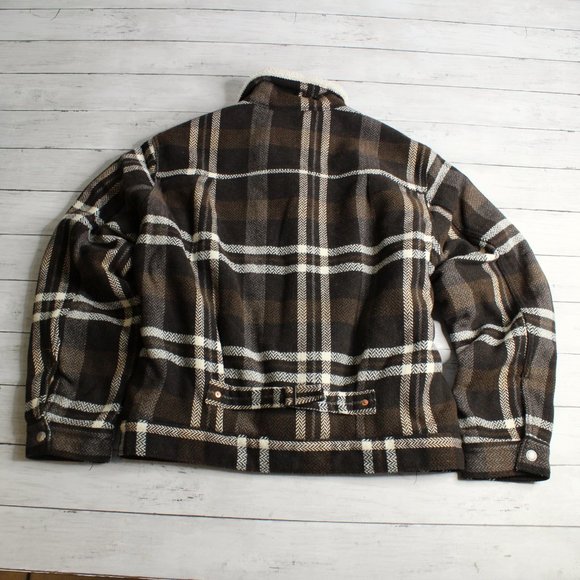 Levi Strauss Men's Plaid Trucker Jacket Size XL Wool Blend Sherpa Lined - Picture 6 of 7
